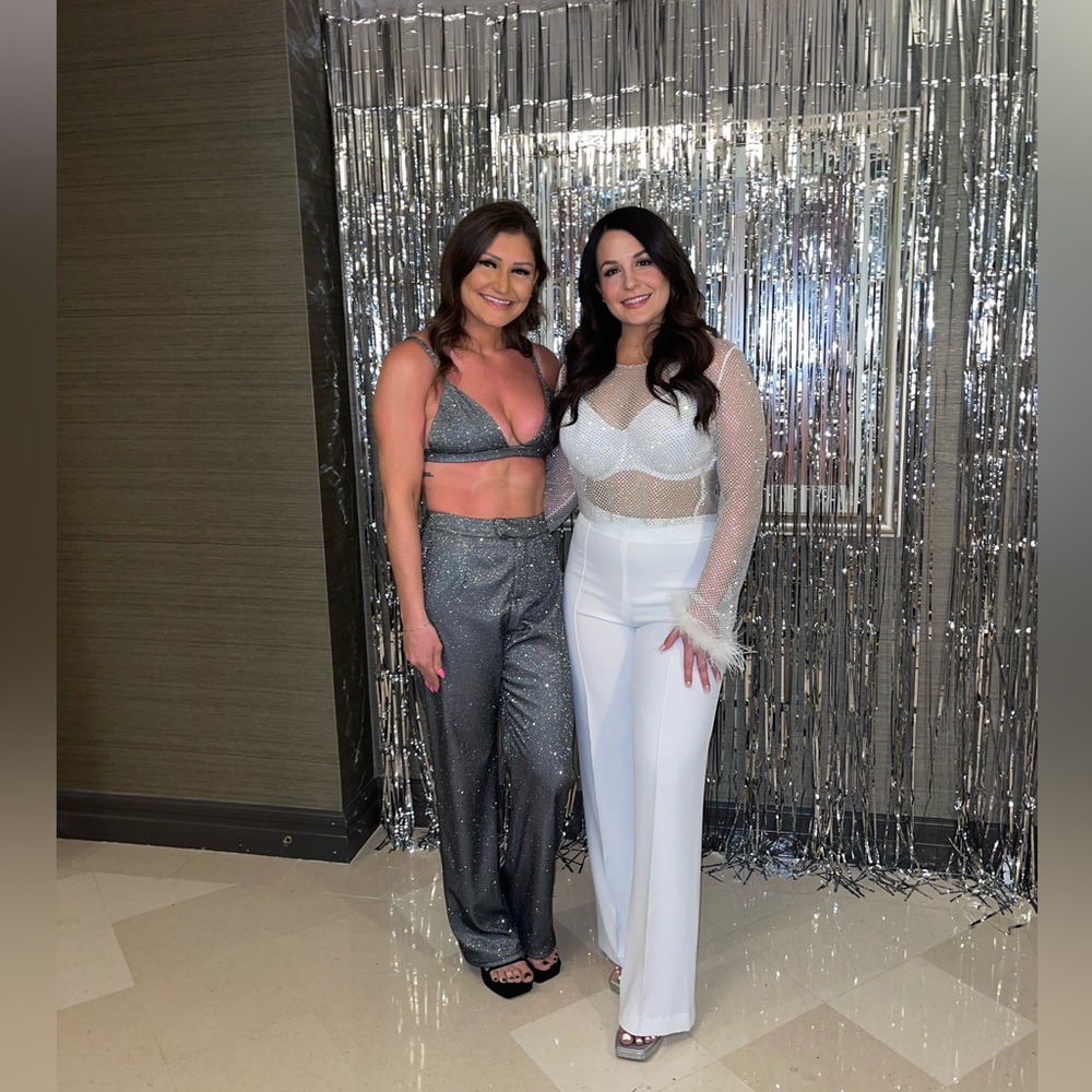 SLA the label Astrid bralette and grey santorini trousers